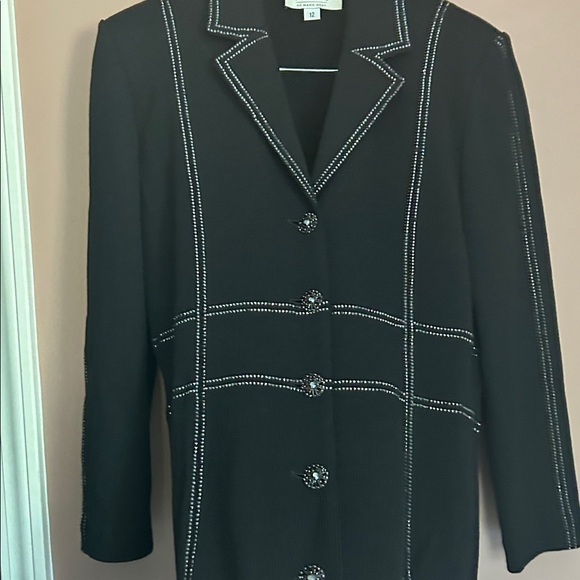 St.John Evening Santana Knit Rhinestone Jacket Pant Set Size 12 - Picture 8 of 12
